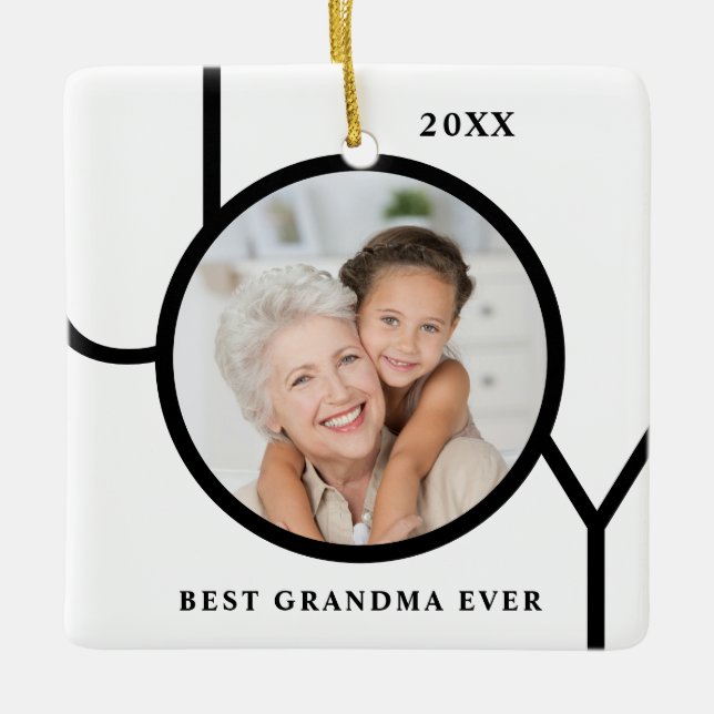 Best Grandma Ever Photo Ceramic Ornament (Front)
