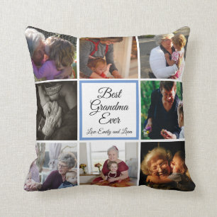 Best grandma ever photo collage custom text  throw pillow