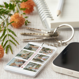 Best Grandma Ever Photo Collage – Gift with Hearts Keychain