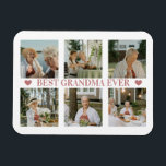Best Grandma Ever Photo Collage – Gift with Hearts Magnet<br><div class="desc">Add a heartfelt touch to any magnetic surface with this personalized flexible photo magnet. Featuring your favorite photos in a warm collage and the message “Best Grandma Ever” centered with two sweet heart accents, this magnet is both practical and sentimental. Perfect for Grandma, Nana, or Nonna, this custom magnet is...</div>