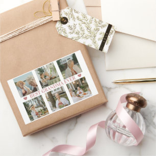 Best Grandma Ever Photo Collage – Gift with Hearts Sticker