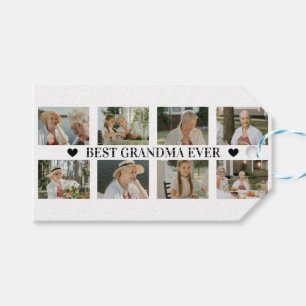 Best Grandma Ever Photo Collage – Gift with Hearts Tags