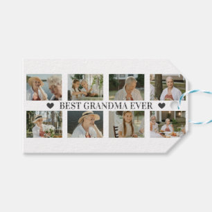 Best Grandma Ever Photo Collage – Gift with Hearts Tags
