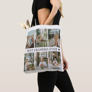Best Grandma Ever Photo Collage – Gift with Hearts Tote Bag
