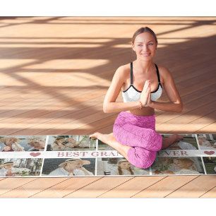 Best Grandma Ever Photo Collage – Gift with Hearts Yoga Mat