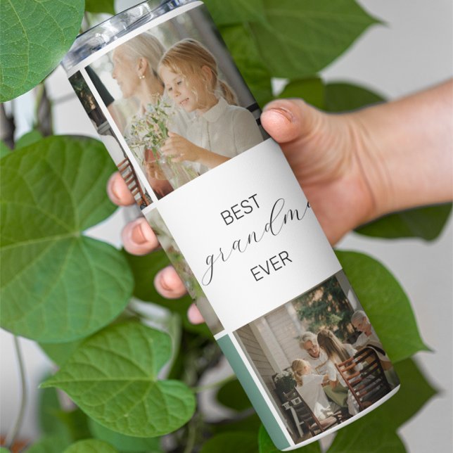 Best Grandma Ever | Photo Collage | Teal Thermal Tumbler (Creator Uploaded)