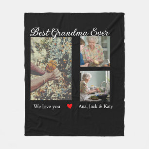 Best Grandma ever photo collage we love you name Fleece Blanket