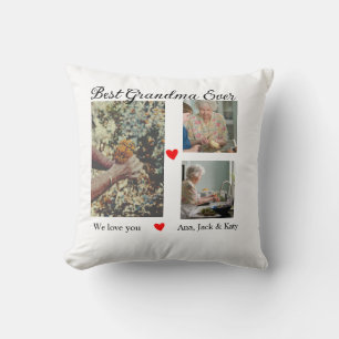 Best Grandma ever photo collage we love you name Throw Pillow