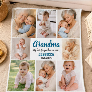 Best Grandma Ever Photo   Personalized Grandparent Fleece Blanket