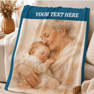 Best Grandma Ever Photo Personalized Grandparent Fleece Blanket