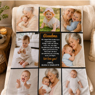Best Grandma Ever Photo Personalized Grandparent Fleece Blanket