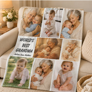 Best Grandma Ever Photo Personalized Grandparent Fleece Blanket