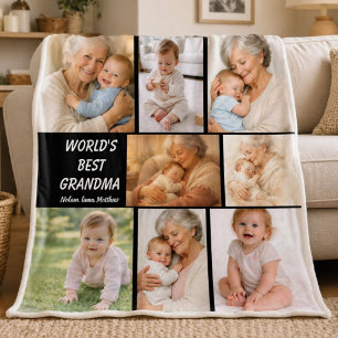 Best Grandma Ever Photo   Personalized Grandparent Fleece Blanket