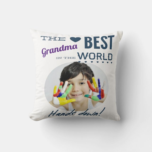 Best Grandma Ever Photo Throw Pillow (Front)