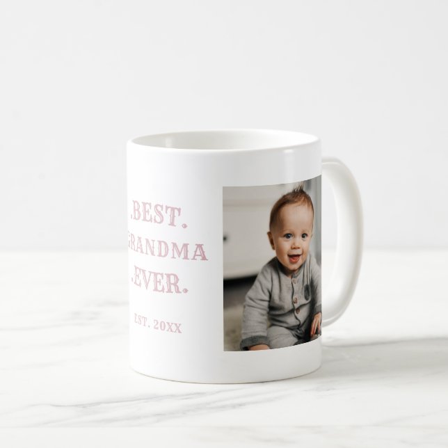 Best Grandma Ever Pink Birthday Two Photo Coffee Mug (Front Right)