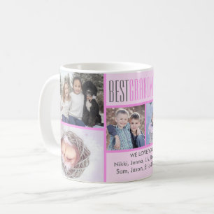Best Grandma Ever   Pink Custom 5 Photo Collage Coffee Mug