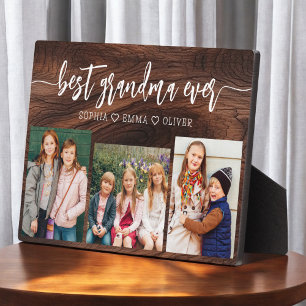 Best Grandma Ever - Rustic Wood Photo Collage Plaque