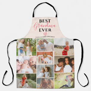Best grandma ever script 10 photo collage grid apron