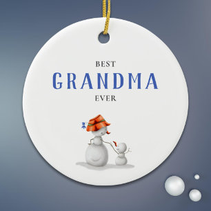 Best Grandma Ever Snowman  Ceramic Ornament