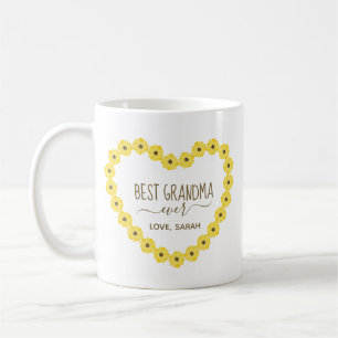 Best Grandma Ever Sunflower Heart Personalized  Coffee Mug