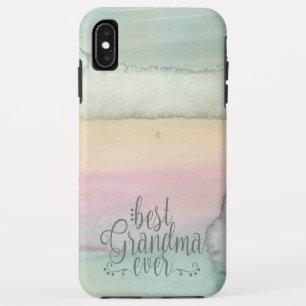 Best Grandma Ever Teal Abstract Watercolor iPhone XS Max Case
