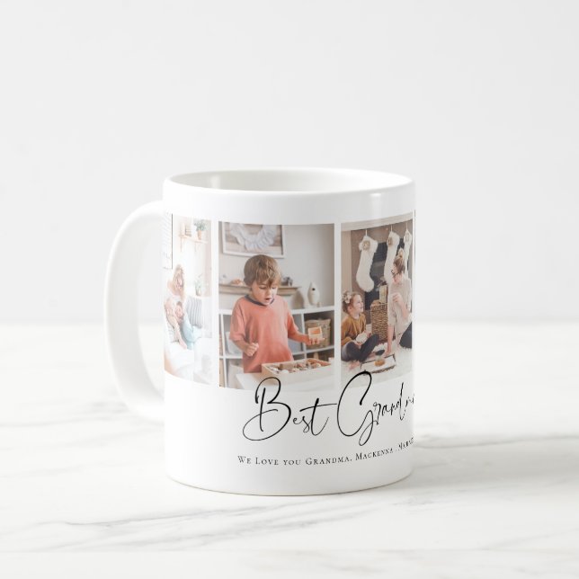 Best Grandma Ever We Love you Family Photo Collage Coffee Mug (Front Left)