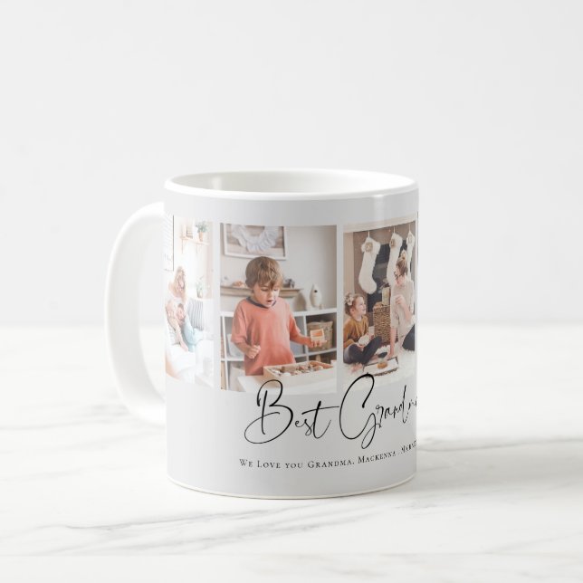 Best Grandma Ever We Love you Family Photo Collage Coffee Mug (Front Left)