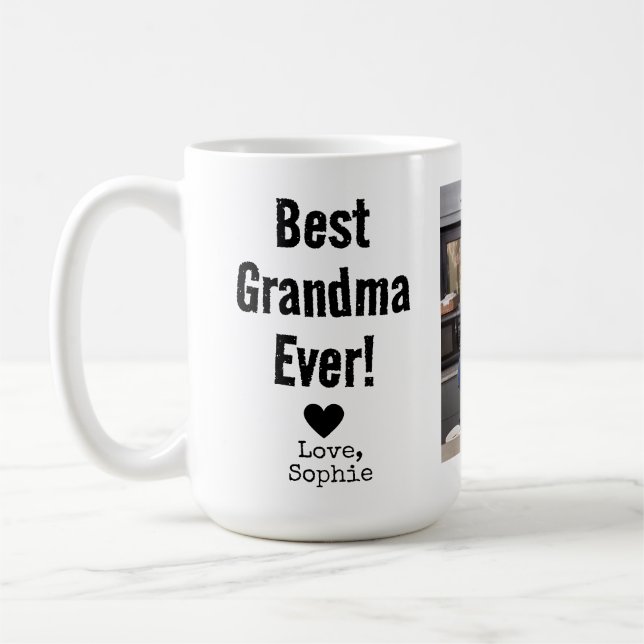 Best Grandma Ever with Picture | Custom Text Coffe Coffee Mug (Left)