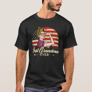 Best Grandma Ever Women American Flag Vintage Deco T-Shirt