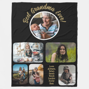 Best Grandma Every Photo Collage Fleece Blanket
