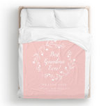 Best Grandma Family Keepsake Grandkids Chic Pink Fleece Blanket<br><div class="desc">"Best Grandma Ever!", custom family keepsake features elegant script placed in a modern floral wreath bouquet. The bottom portion features templates for a short message and names of grandchildren. Design is in crisp white on a trendy daffodil yellow background. Custom colour requests accepted. If you call your grandmother by another...</div>