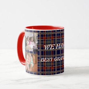 Best Grandma Featuring 4 Photos Plaid Tartan Mug