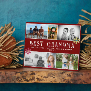 Best Grandma Flower 6 Photo Collage Keepsake  Plaque
