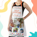 Best Grandma Flowers 5 Photo Collage Keepsake Apron<br><div class="desc">Cute Best Grandma Flowers 5 Photo Collage Keepsake apron. Hand-drawn flowers in beautiful spring colours and 5 photos. Create your own personal gift for a grandmother for Mother`s Day,  a birthday or Christmas and add your names and photos.</div>