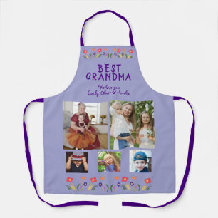 Best Grandma Flowers 5 Photo Collage Keepsake Apron