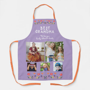 Best Grandma Flowers 5 Photo Collage Keepsake Apron