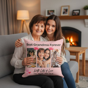 Best Grandma Forever Custom Granddaughter & Grandm Throw Pillow