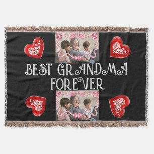 BEST GRANDMA FOREVER WITH GRANDKIDS PHOTOS THROW BLANKET