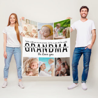Best Grandma –  Grandparent's Day 6 photo Fleece Blanket