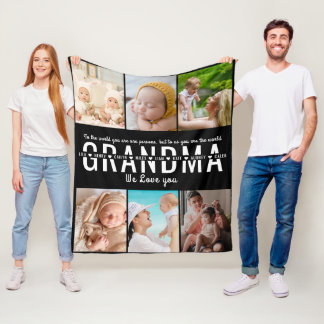 Best Grandma –  Grandparent's Day 6 photo Fleece Blanket