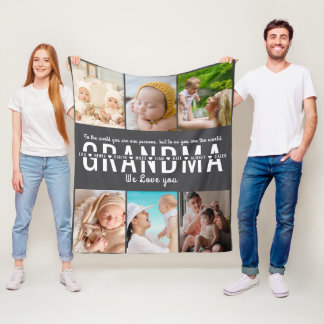 Best Grandma –  Grandparent's Day 6 photo Fleece Blanket