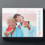 Best Grandma in the Universe Photo Plaque<br><div class="desc">Personalize this pretty photo gift for your grandma (nana, nonna etc). The template is set up ready for you to add your own photo and edit the sample wording if you wish. Sample text currently reads "Best Grandma in the universe". The design has a pretty and feminine colour palette of...</div>