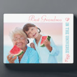 Best Grandma in the Universe Photo Plaque<br><div class="desc">Personalize this pretty photo gift for your grandma (nana, nonna etc). The template is set up ready for you to add your own photo and edit the sample wording if you wish. Sample text currently reads "Best Grandma in the universe". The design has a pretty and feminine colour palette of...</div>