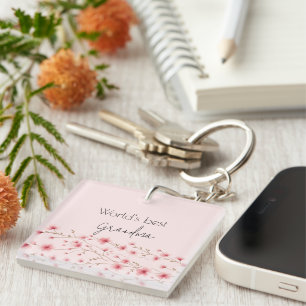 Best Grandma in the World Floral -  Keychain