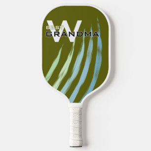 Best Grandma, Monogramed initials, Light Olive  Pickleball Paddle