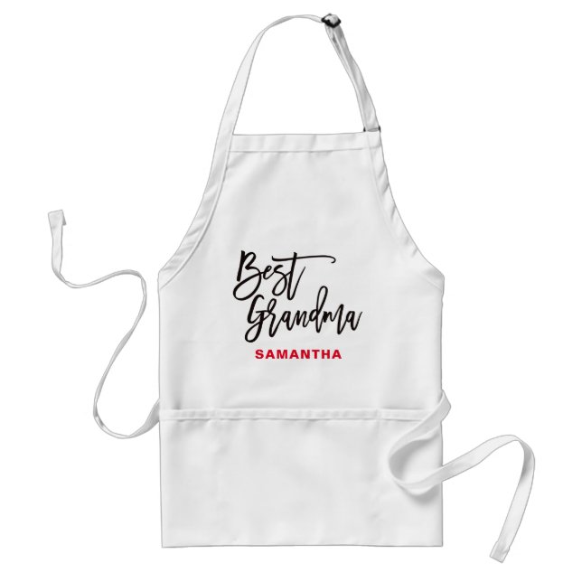 Best Grandma Name elegant black script text Standard Apron (Front)