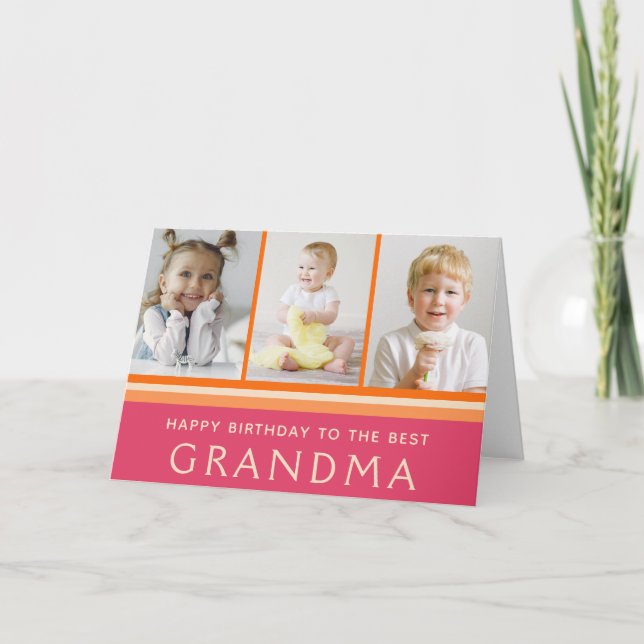 Best Grandma Photo Collage Birthday Card (Front)
