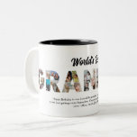 Best Grandma Photo Collage Letter Cutout Birthday Two-Tone Coffee Mug<br><div class="desc">Celebrate the special moments with your grandmother with this Grandma Photo Collage design. This customizable design is perfect for creating a personalized and heartfelt gift for Mother's Day and Birthday celebration. Craft a beautiful collage with the word GRANDMA, featuring cherished moments, creating a visual journey of the precious memories you've...</div>