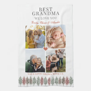 Best Grandma Photo Collage We Love You Kitchen Towel