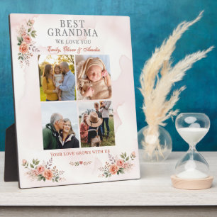 Best Grandma We Love You Photo Collage Floral Plaque